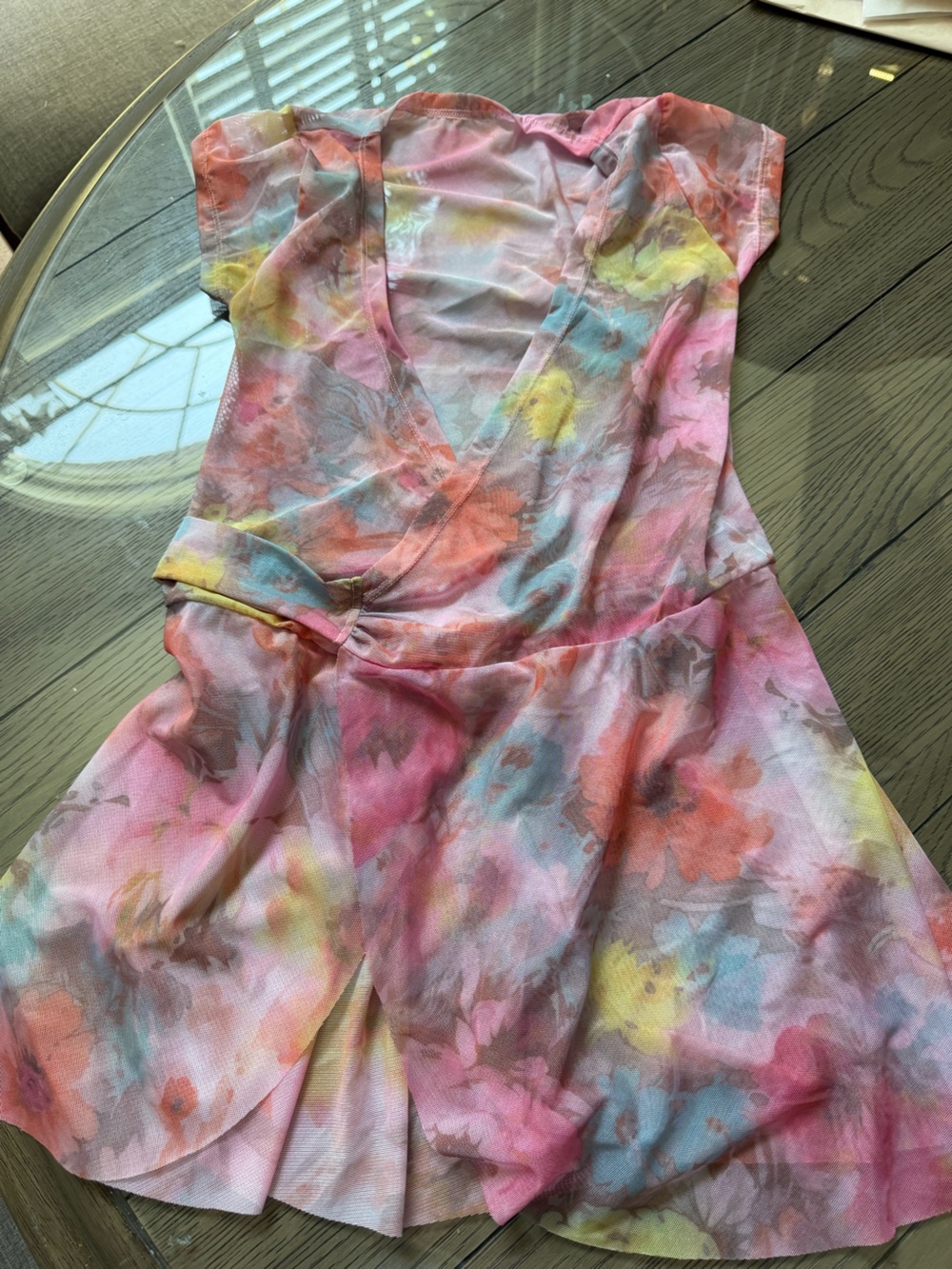 Sheer Pink Floral Tie-Dye Sleeveless Top